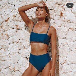 Blue Strapless Strapy Bikini Top - Size S